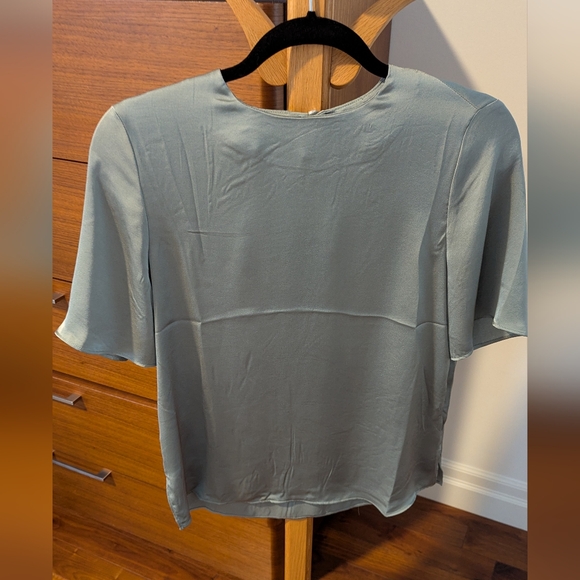 Mango Tops - NWOT -Mango Short Sleeve Blouse Sage Green